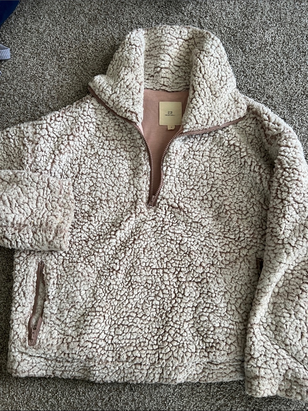 Thread & Supply Plush Sherpa Jacket - Blush and Cream